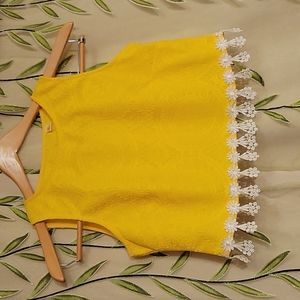 Embroidered Daisy White & Yellow Crop Top